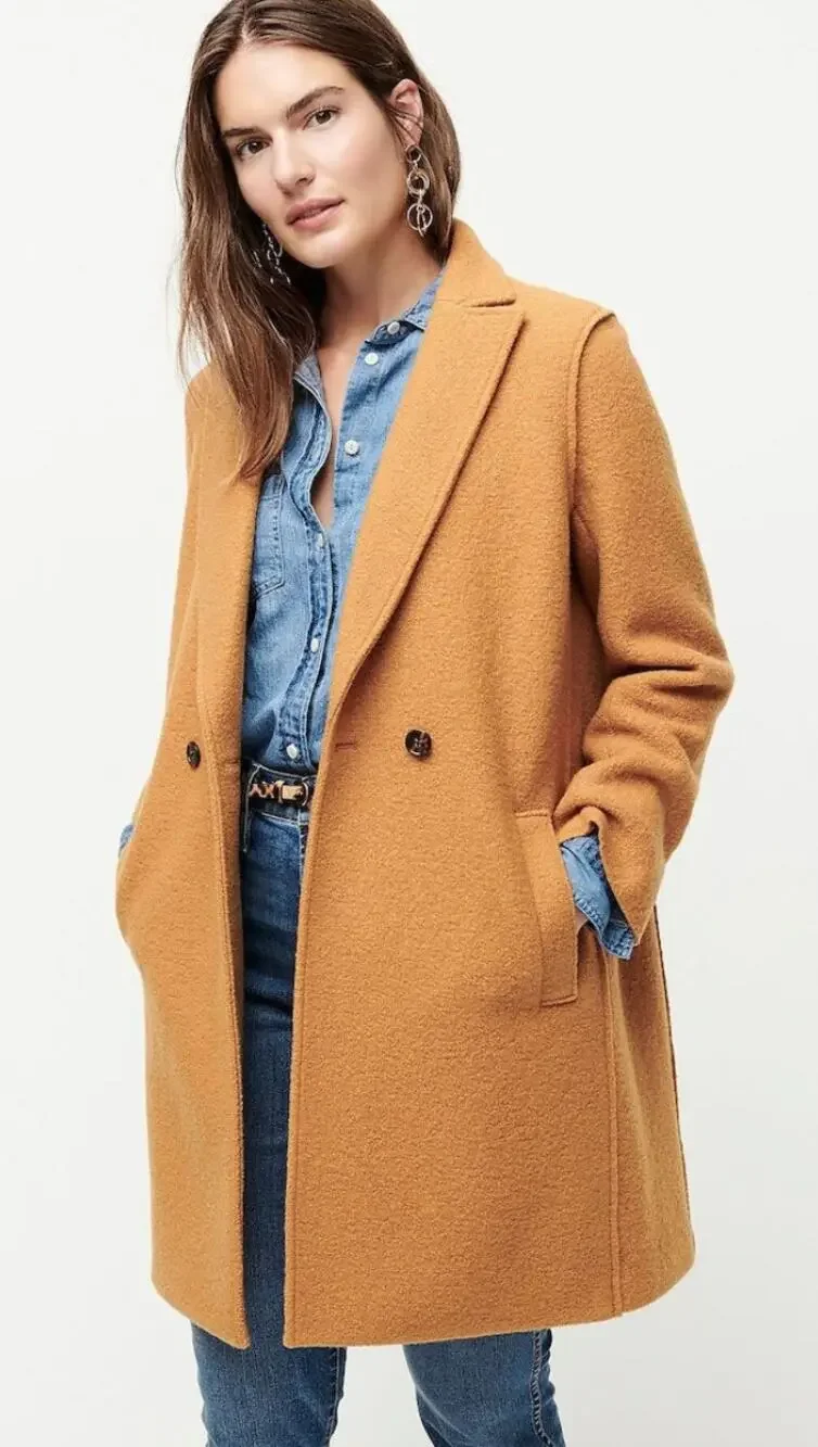 J. Crew 4 Boiled Italian Wool Mustard Yellow Pea Coat